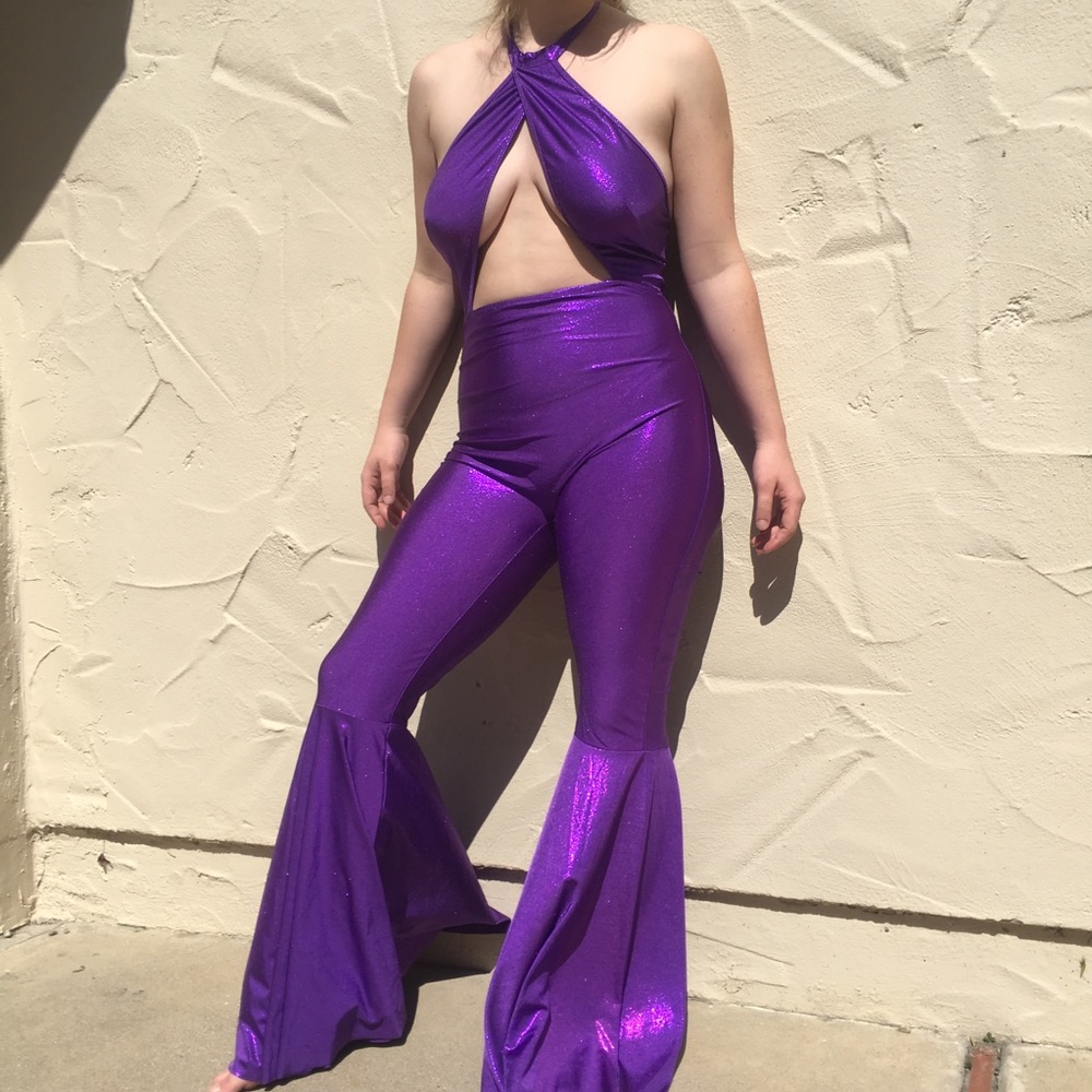 Selena Purple Sparkly Jumpsuit